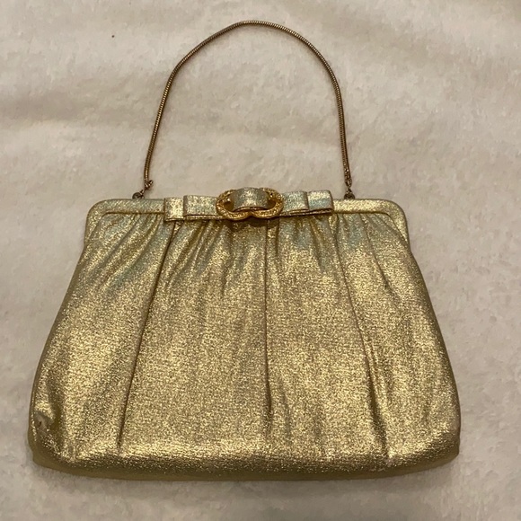 Harry Levine Handbags - Vintage HL USA Harry Levine Gold Bag Clutch